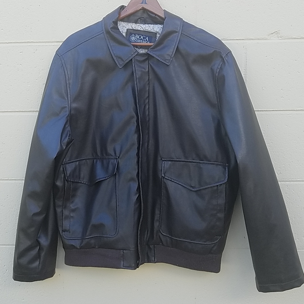 Boca Classics Faux Leather Bomber Jacket